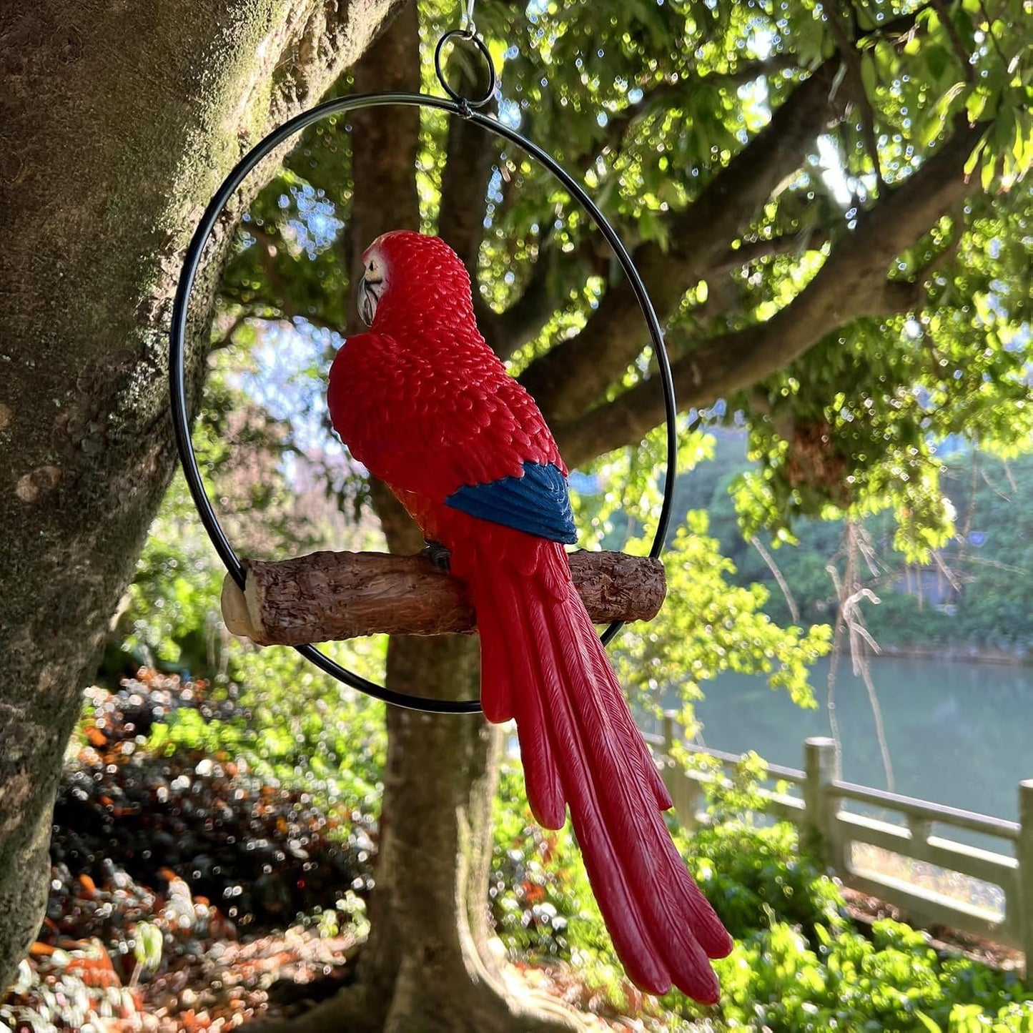 Parrot Statue 14 Inch Realistic Resin Animal Sculpture for Ornament Patio Yard Lawn Home Decor