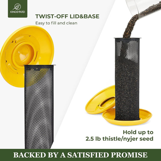 Kingsyard Finch Feeders for Outdoors Hanging, Metal Mesh Tube Bird Fee