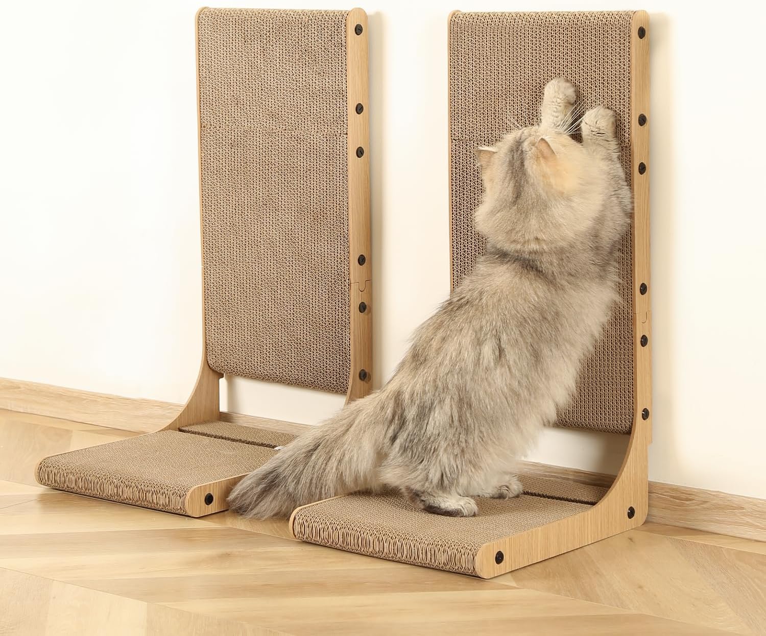 Zakkart 2-Pack Cat Scratching Board, 25.6'' Tall Cardboard L Shape Ver