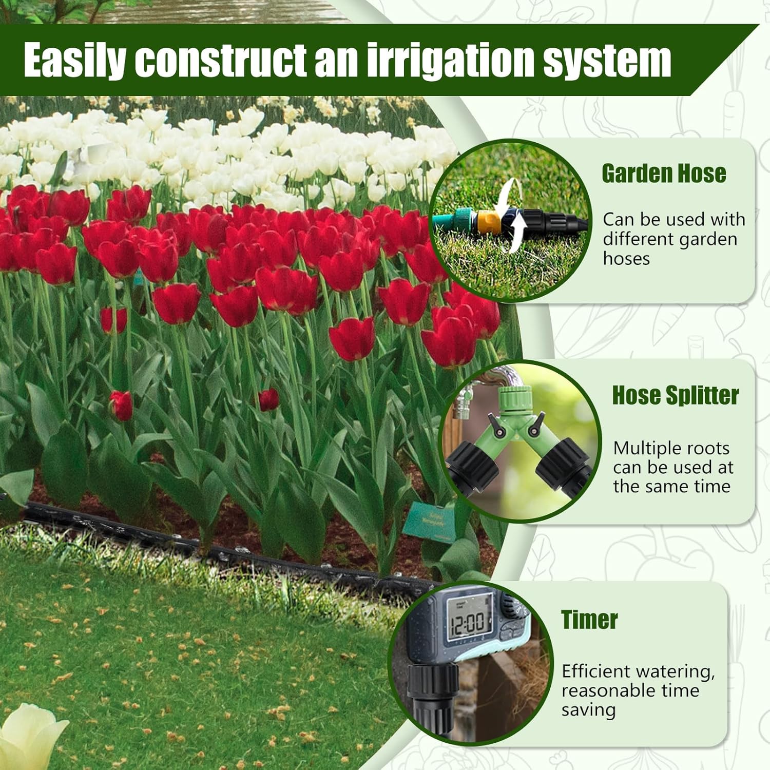 Soaker Hose 100FT, Thickened Flat Soaker Hoses For Garden 100 ft 2 pac