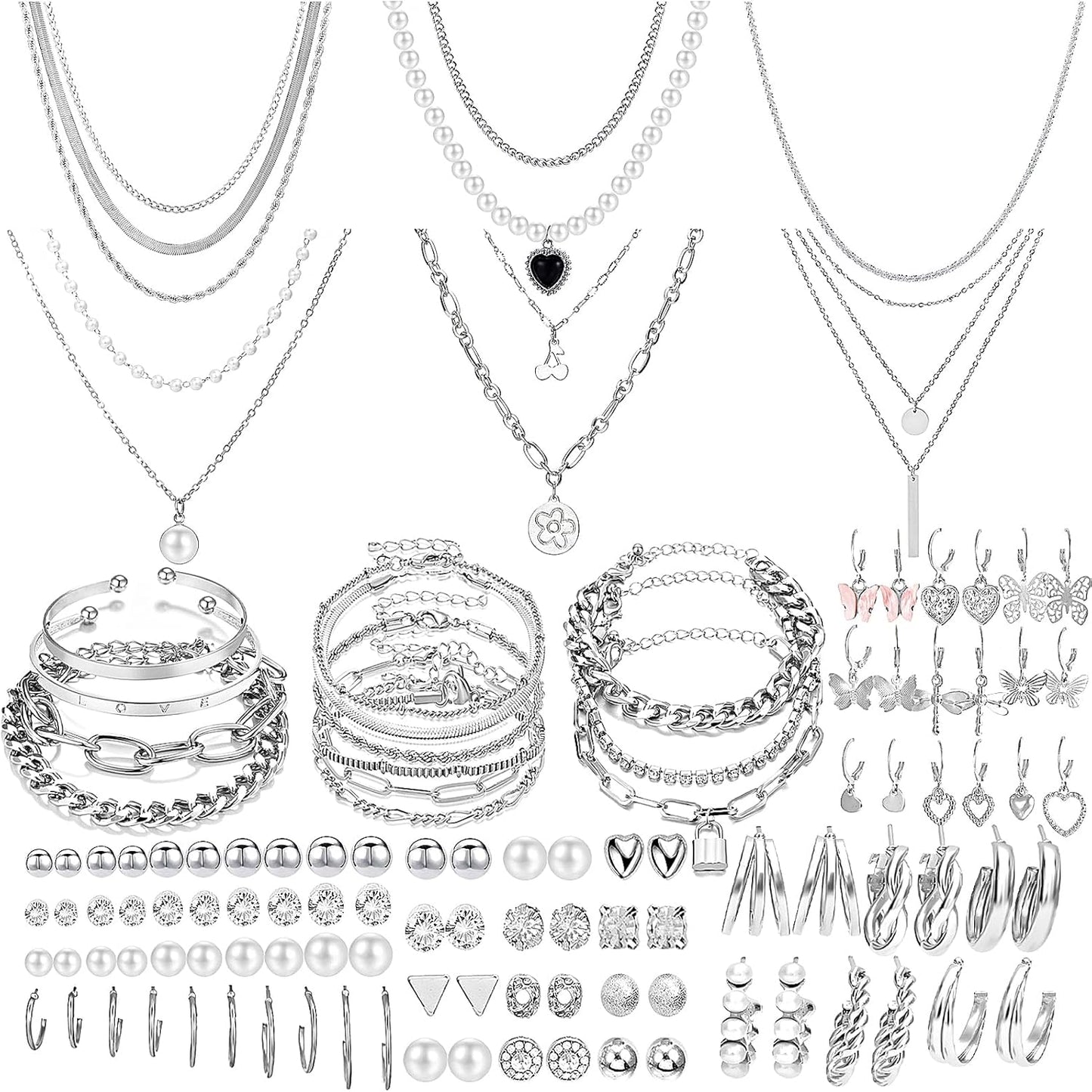 NEWITIN 69 Pieces Gold Jewelry Set for Women Fashion Costume Jewelry G