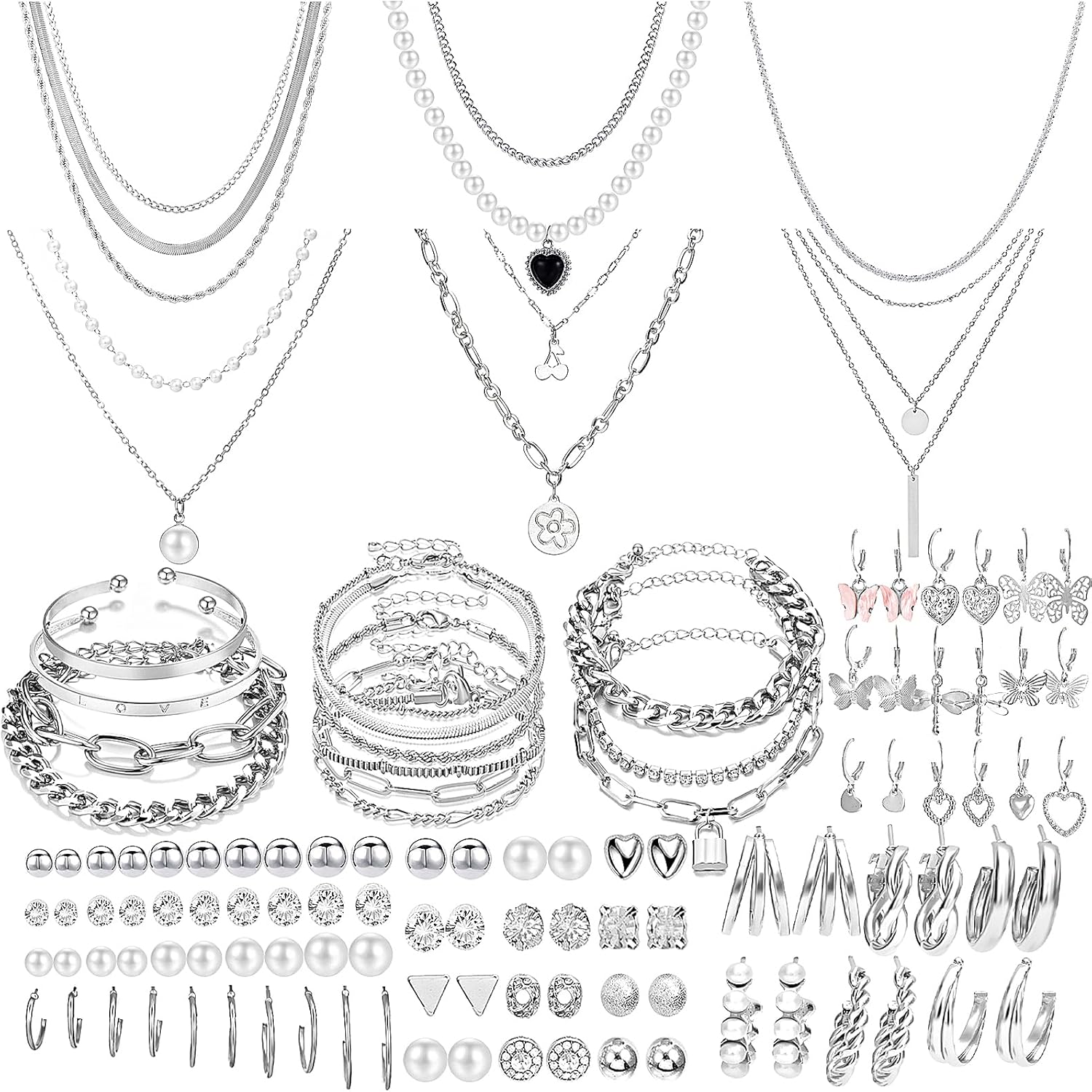 NEWITIN 69 Pieces Gold Jewelry Set for Women Fashion Costume Jewelry G