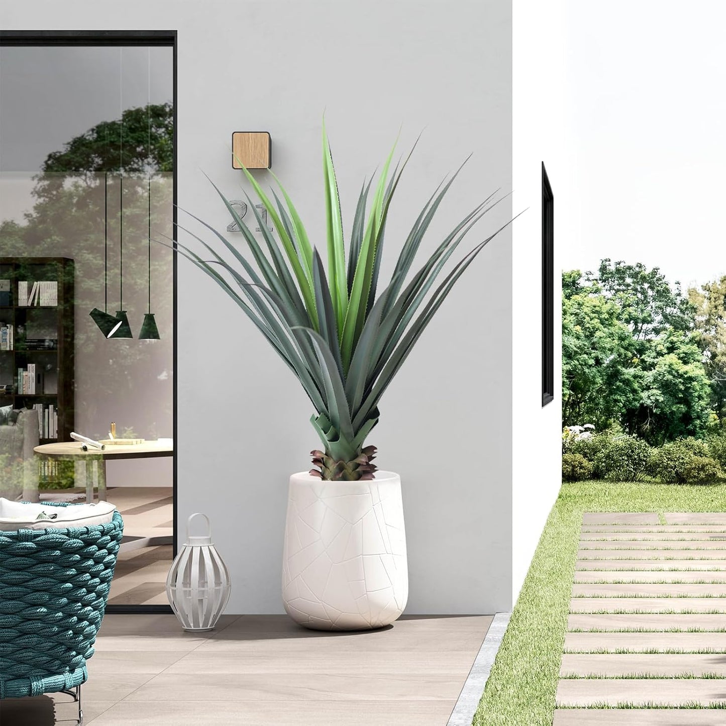 Artificial Spiked Agave Plant 3.5FT Tall 2Pack, Faux Indoor Tree, Green Floor Decor for Home Office, Front Porch