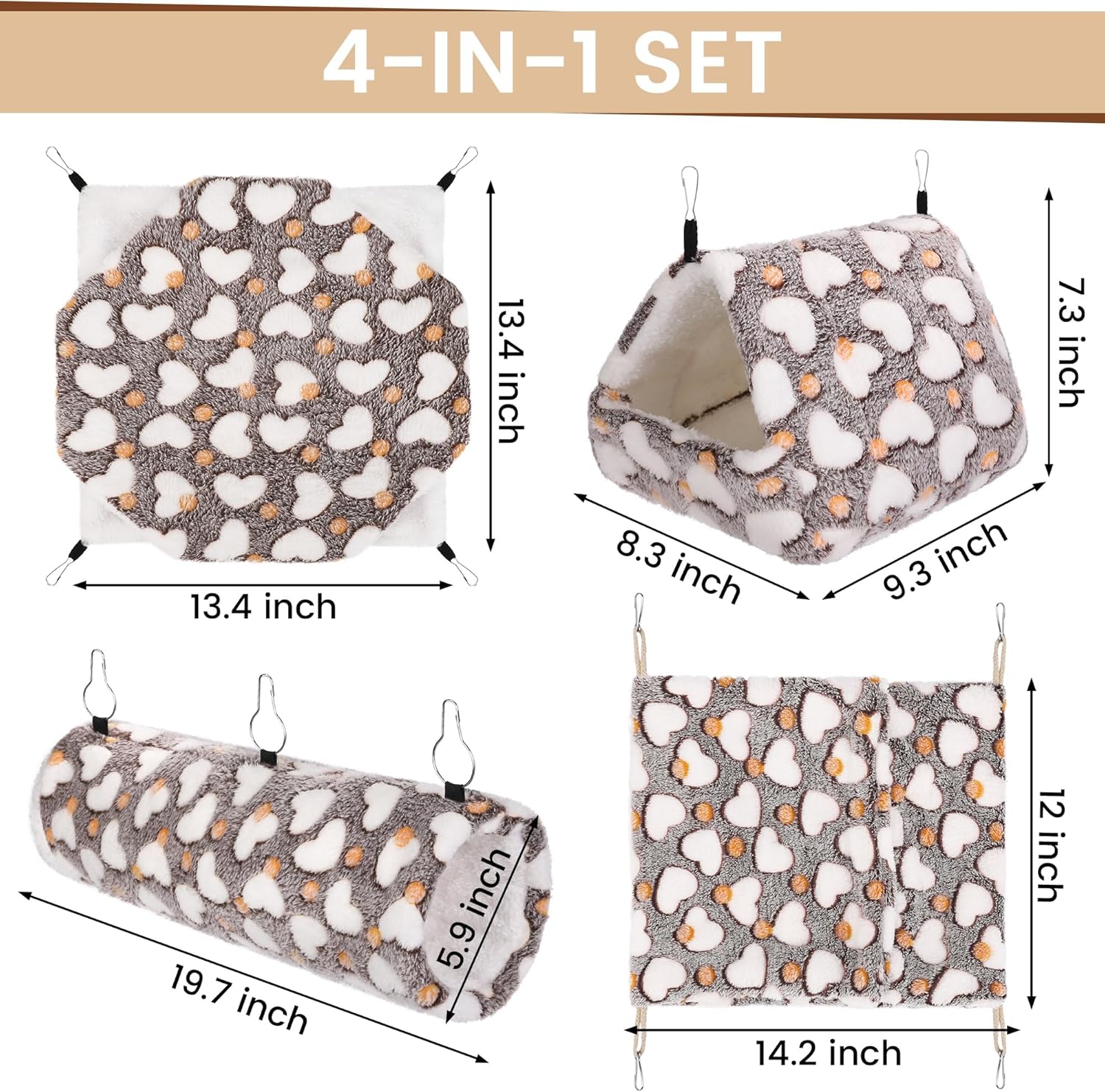 MCEAST 4 Pieces Small Pets Cage Accessories Hanging Hammock Sleeping B