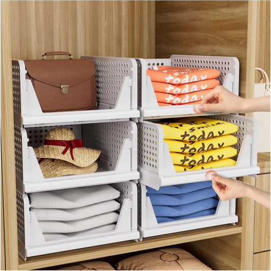 CTSNSLH 5 Pack Closet Organizers Storage Box, Closet Storage Stackable