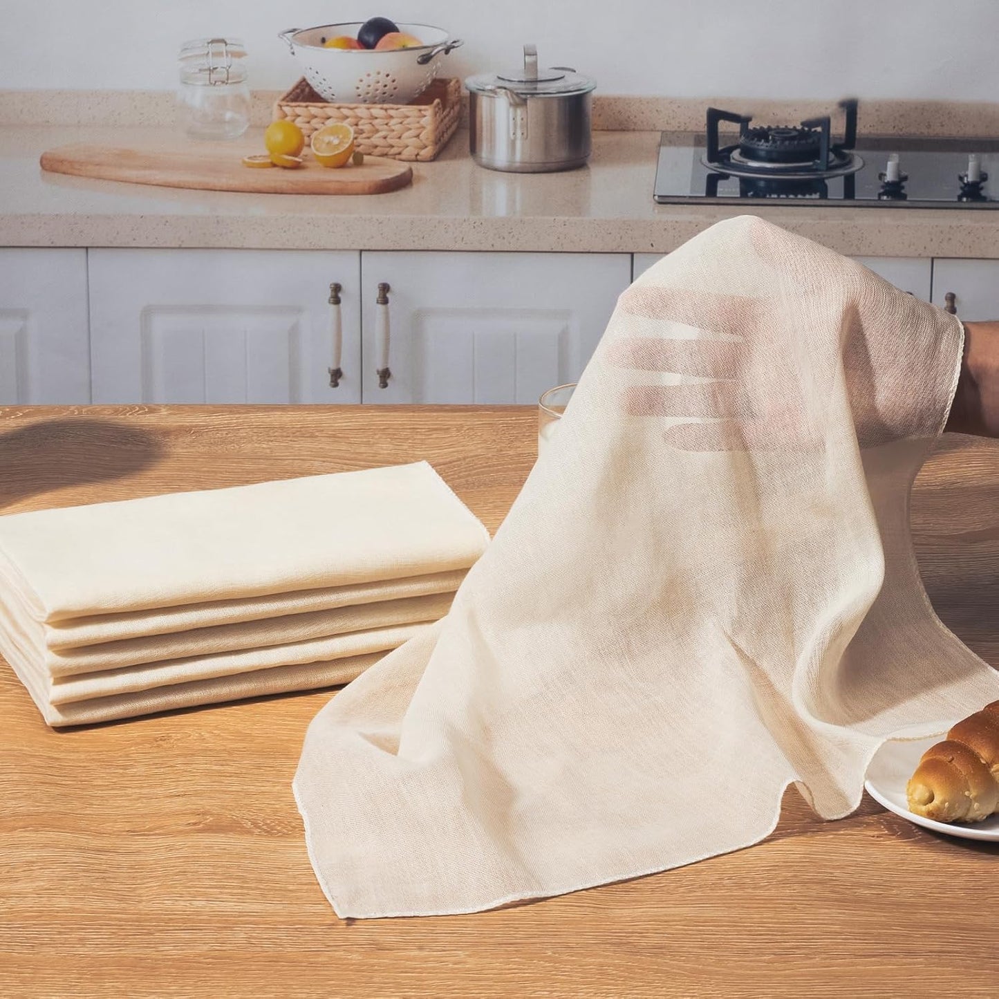 Cheese Cloths for Straining, 6PCS 20x20 Inch Grade 100 Cheese Cloth, Reusable Washable Unbleached Pure Cotton Cheesecloth for Cooking and Cheese Making with Hemmed Edge