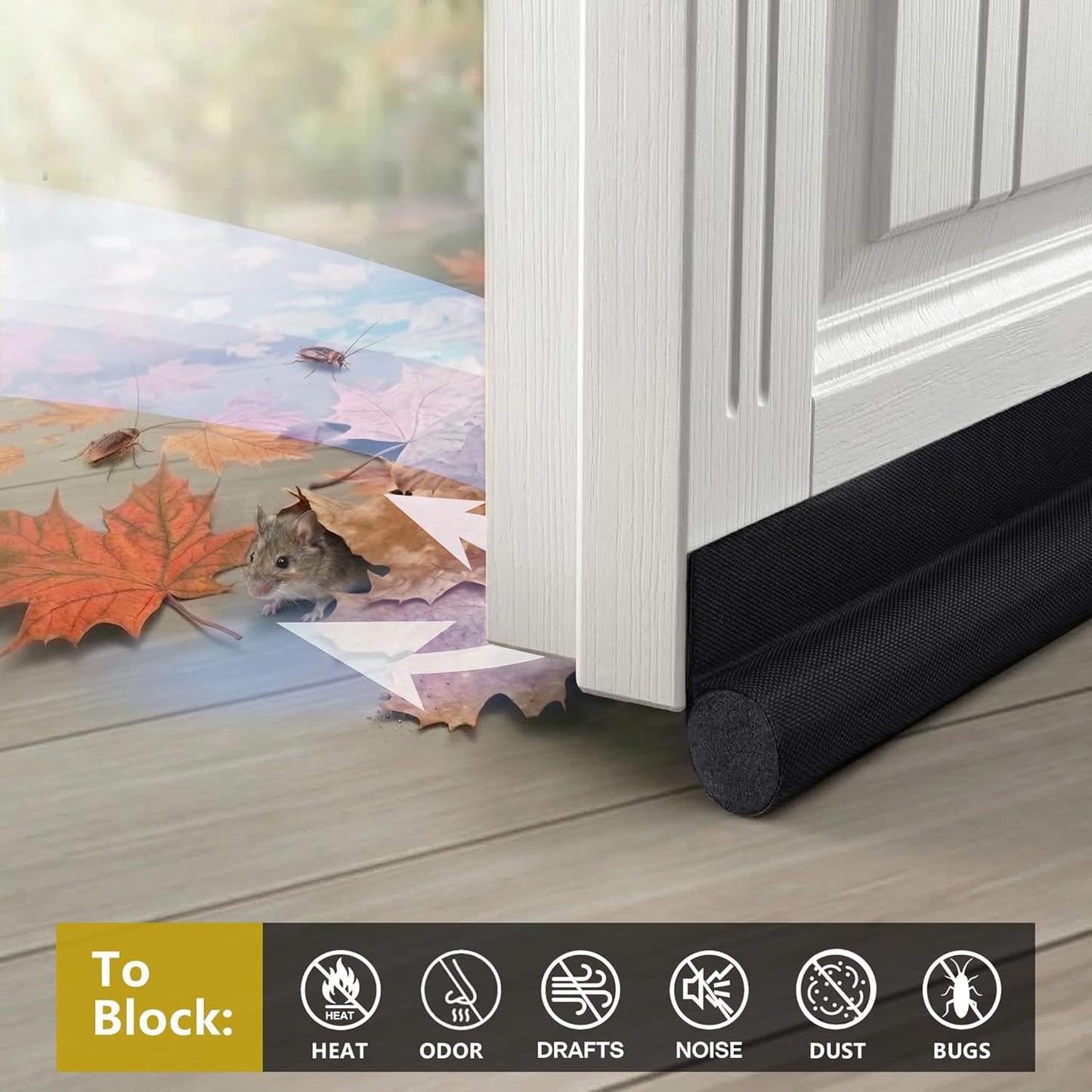 HomeProtect Door Draft Stopper 36 Inch Under Door Draft Blocker Door Sweep for Bottom of Door Reduce Cold Air, Soundproof, Light, Odor, Weather Stripping Door Seal Strip Fit for Interior/Exterior