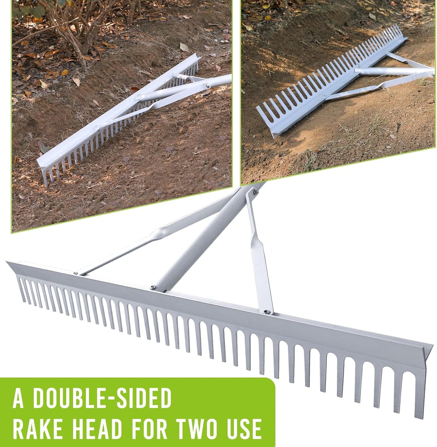36 Inch Aluminum Landscape Rake, Garden Rake, Heavy Duty Rakes for Law