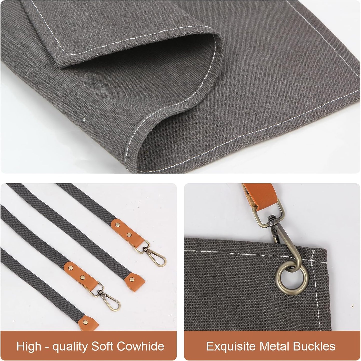 Men's Canvas Tool Apron, Heavy Duty Multi-Pocket Work Apron for Woodwo