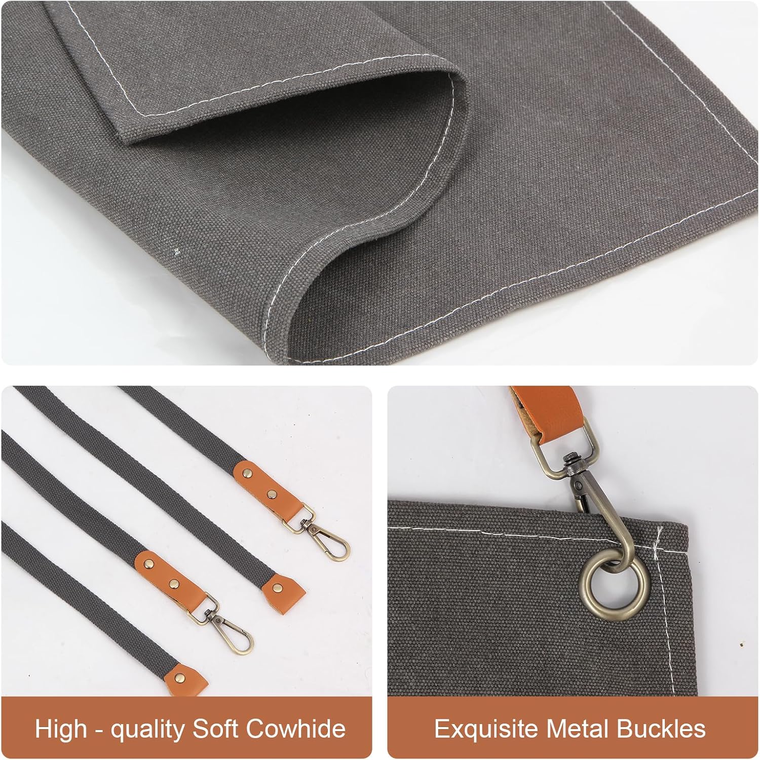 Men's Canvas Tool Apron, Heavy Duty Multi-Pocket Work Apron for Woodwo