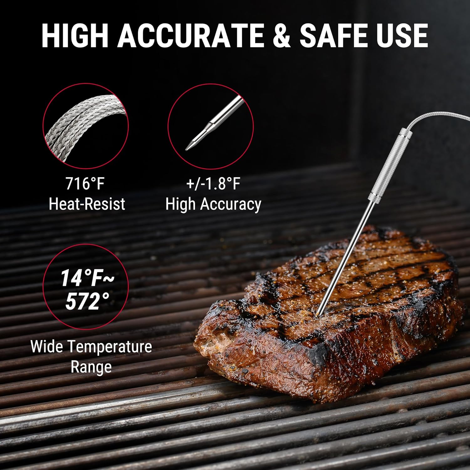ThermoPro 650 ft Wireless Meat Thermometer Digital for Grilling and Sm