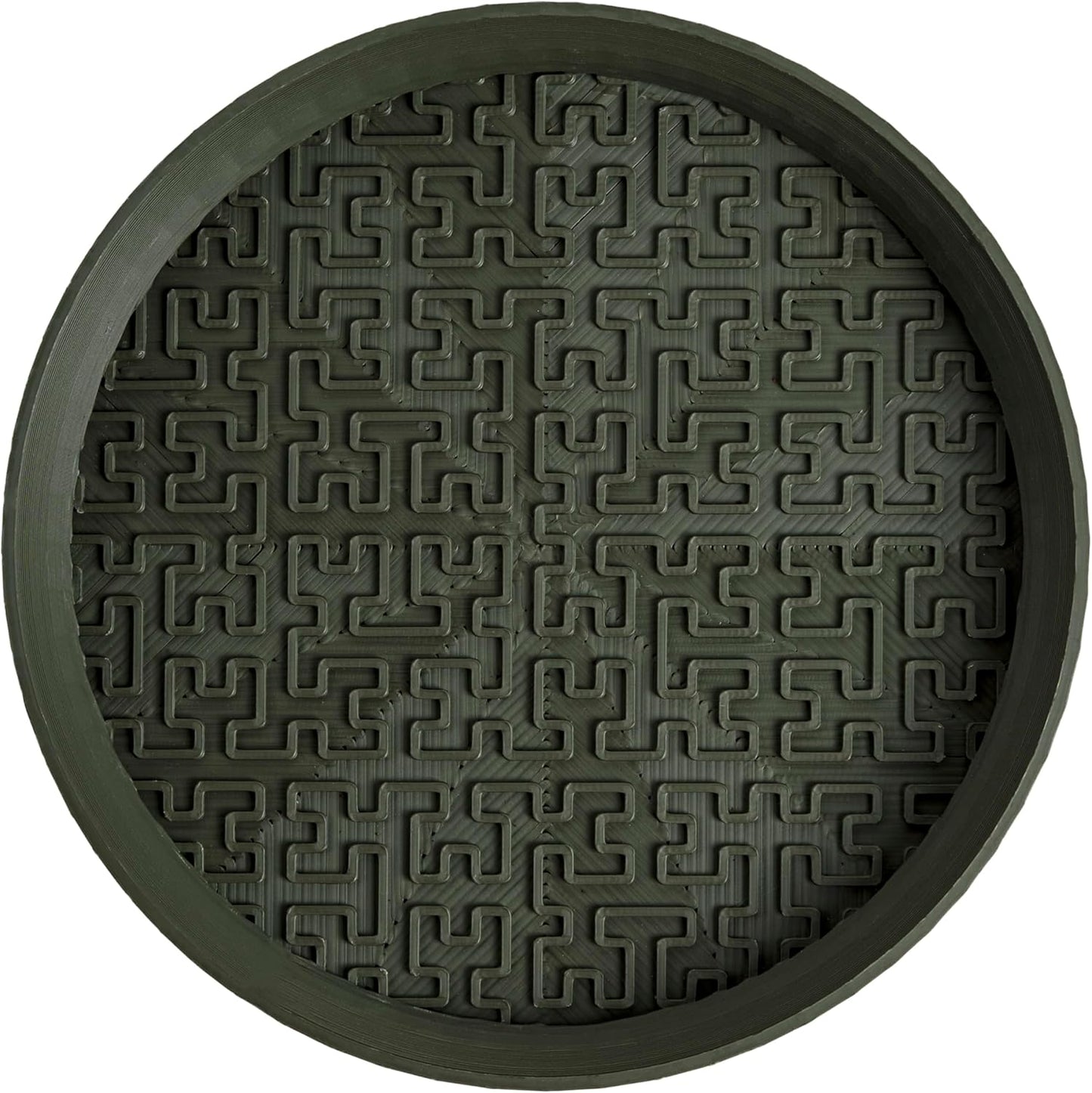 happimess USA2100B Drew 8.4" Modern Geometric Indoor Sustainable 3D Printed Plant Saucer, for Living Room, Kitchen, Bedroom, Olive
