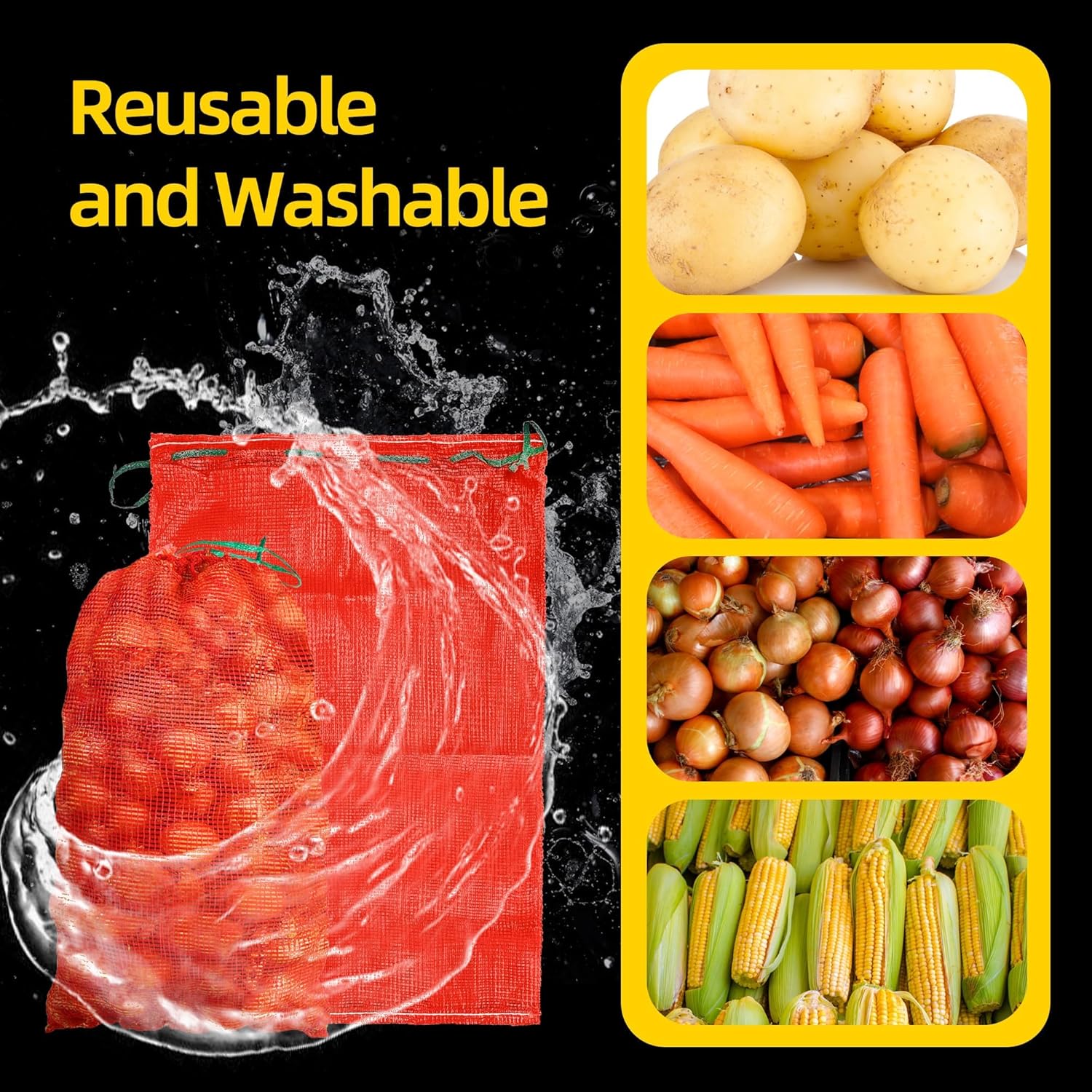 10 Pcs 24"x35" Large Onion Bag Mesh Produce Bags, 60+ Lbs Reusable Bre