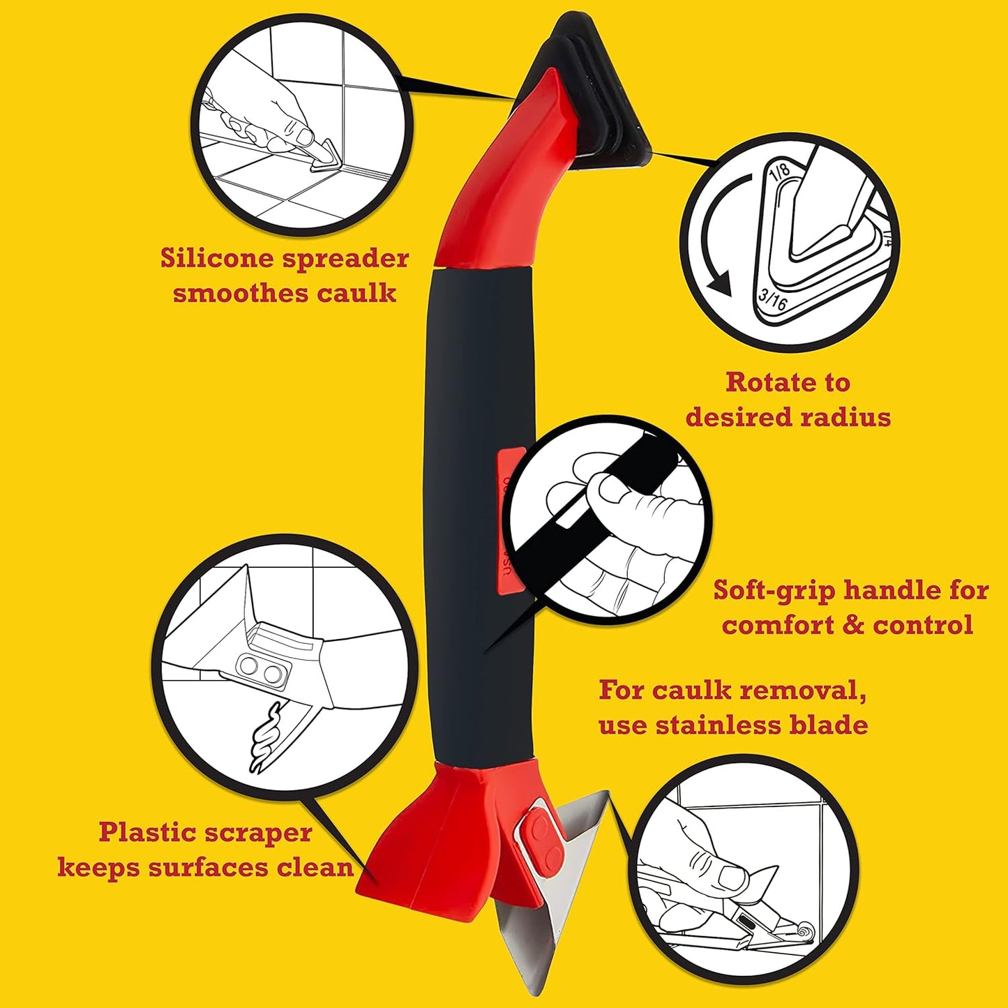 ALLWAY CT31 3-in-1 Caulk Tool for Removal and Application