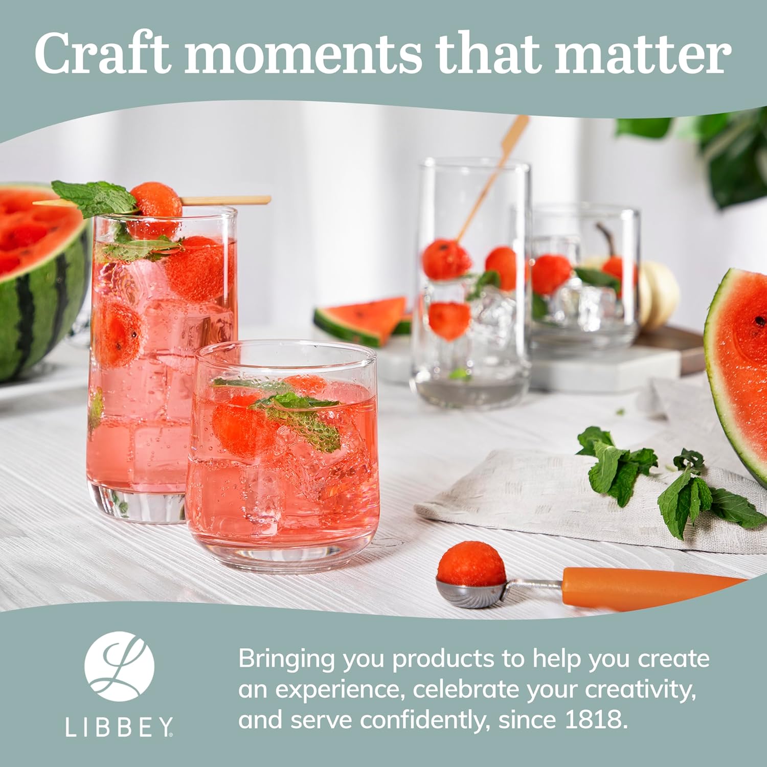 Libbey Ascent Tumbler and Rocks Drinking Glasses Set of 16, Glass Drin