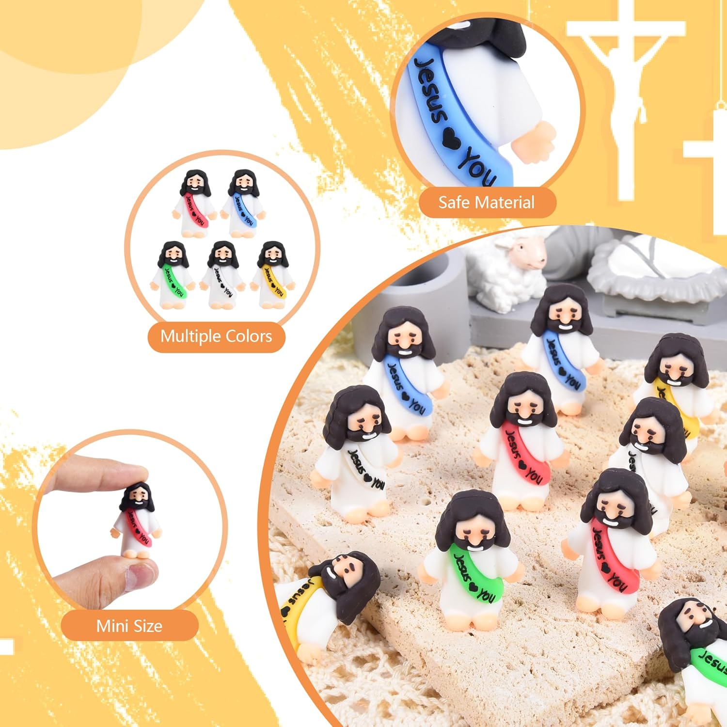 100 PCS Little Jesus Figures, Mini Jesus Figurines in Bulk, Tiny Pocke
