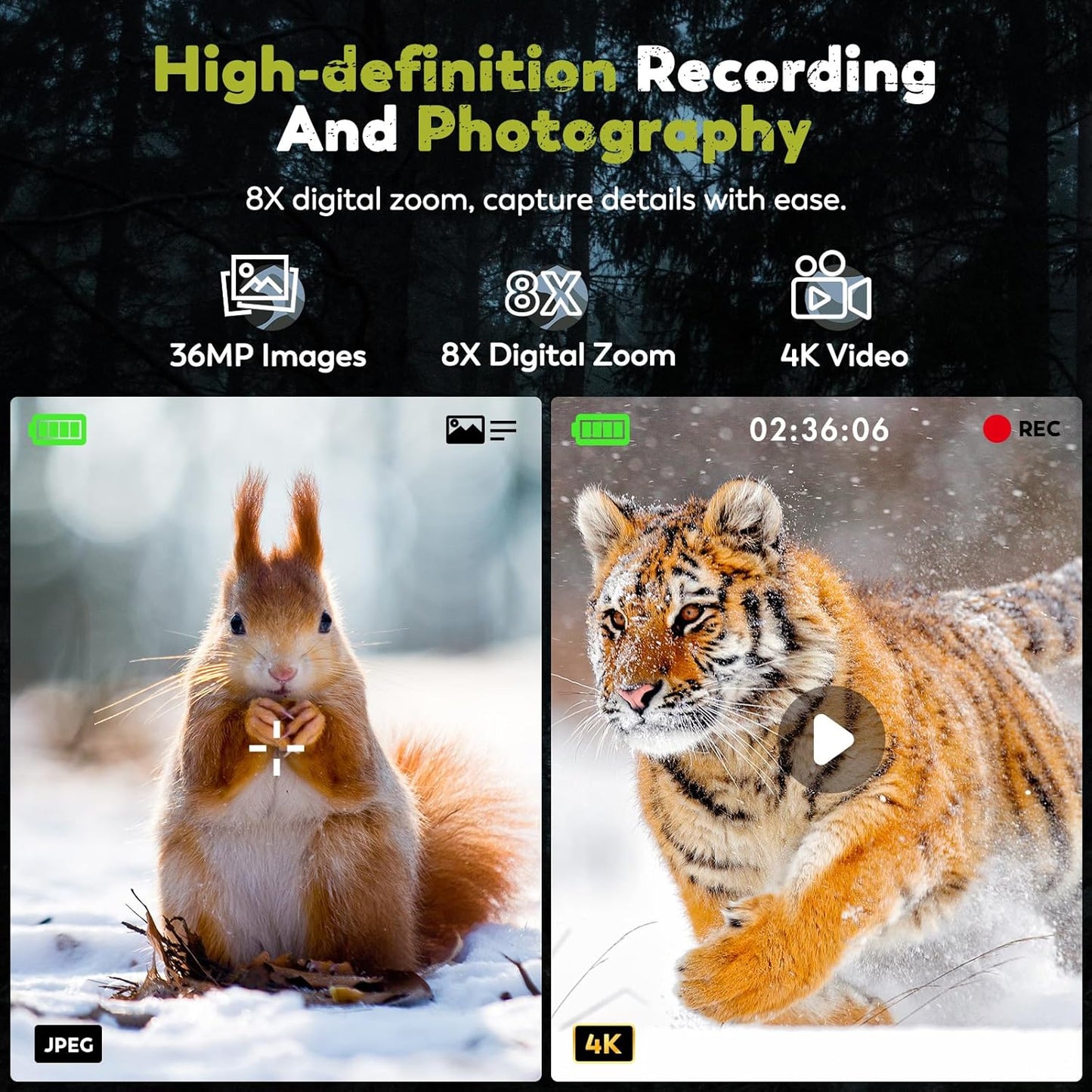 Night Vision Goggles, 4K Night Vision Binoculars 3.2" HD Display and 32GB TF Card, can Store Photo and Video, 7 Gear Night Vision, 8X Digital Zoom for Outdoor Enthusiasts and Wildlife Watching