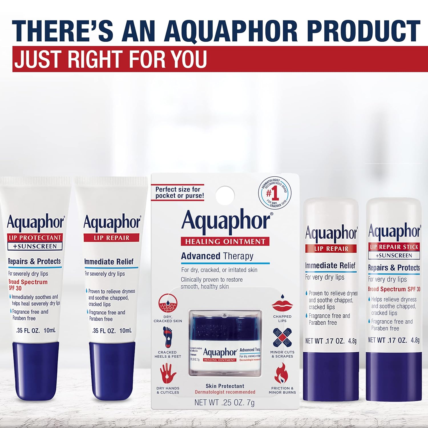 Aquaphor Lip Repair Stick, Moisturizing Lip Balm Pack, Relieves Drynes
