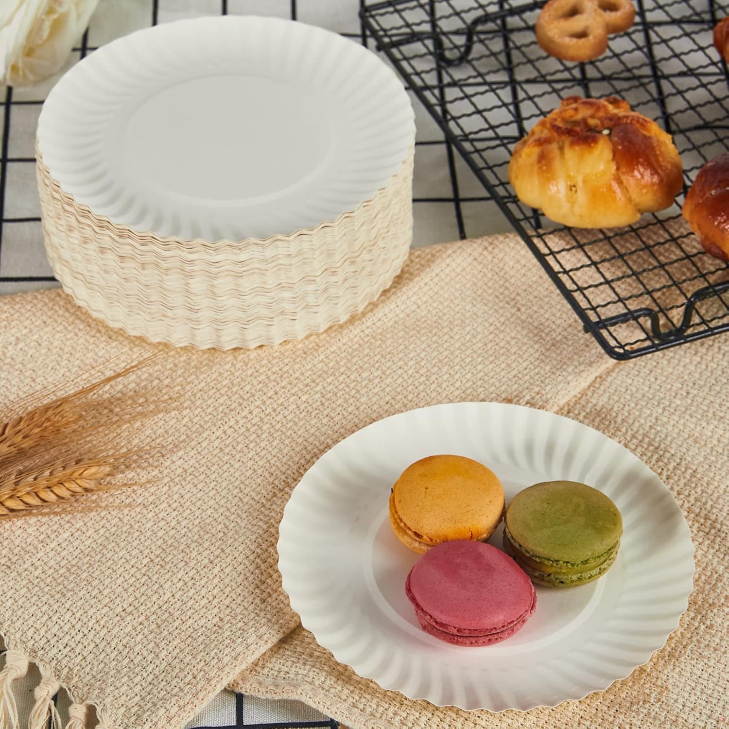 FOCUSLINE 6 Inch Paper Plates 1000 Count, White Paper Plates Uncoated,