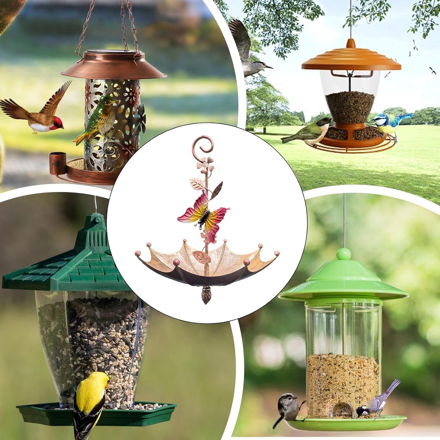 Hummingbird Hanging Feeder Tray, Decorative Outdoor Bird Feedes, Umbrella-Style Feeding Dish, Cute Garden Accessory with Spill-Proof Design, Bird Feeder with Modern Style, Ideal for Backyard Deck