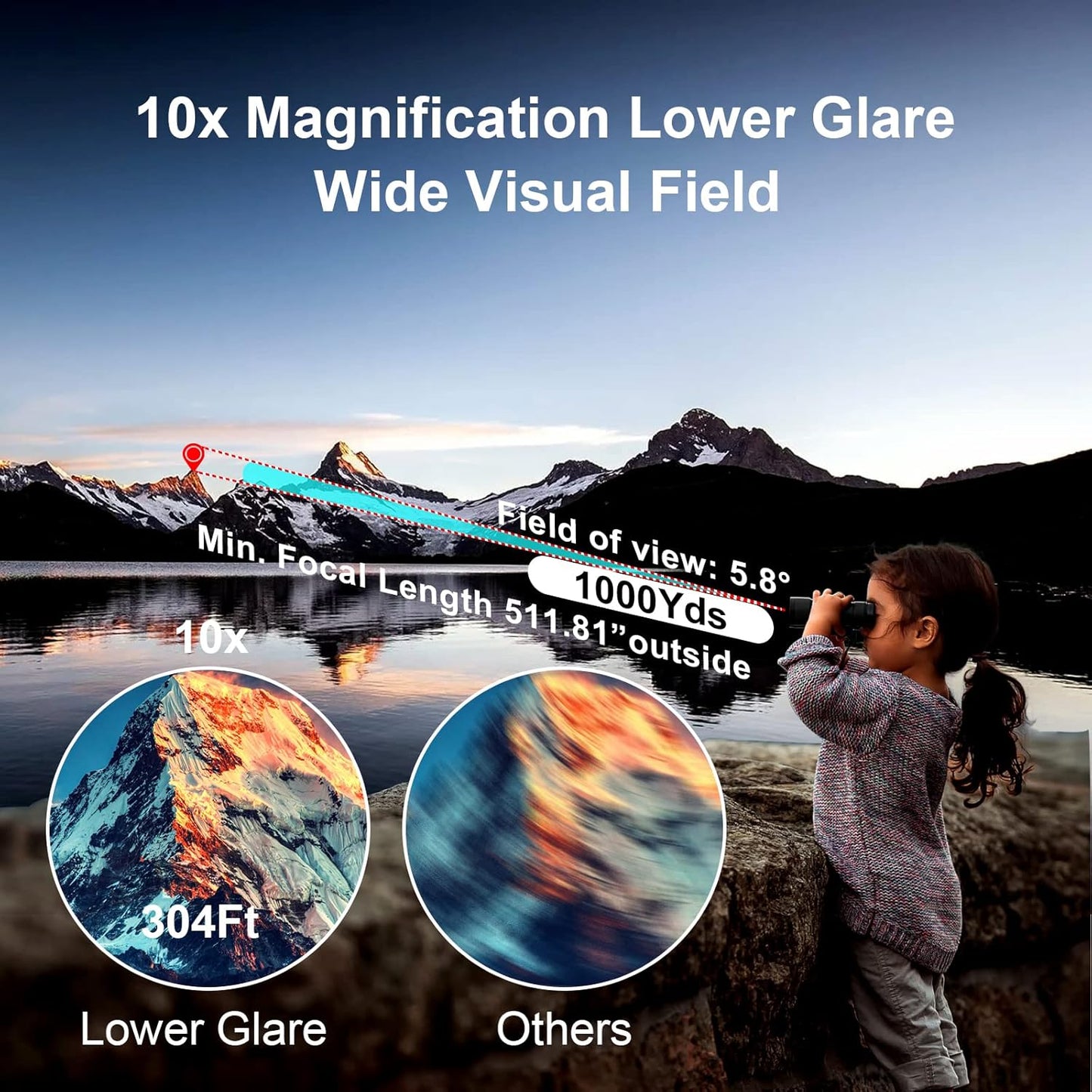 10x42 Focus-Free Binoculars,Professional High Powered HD Large View Focus-Free Binoculars,with BAK-9 Prism FMC Lens for Bird Watching Hunting Trave Watching Sport Events