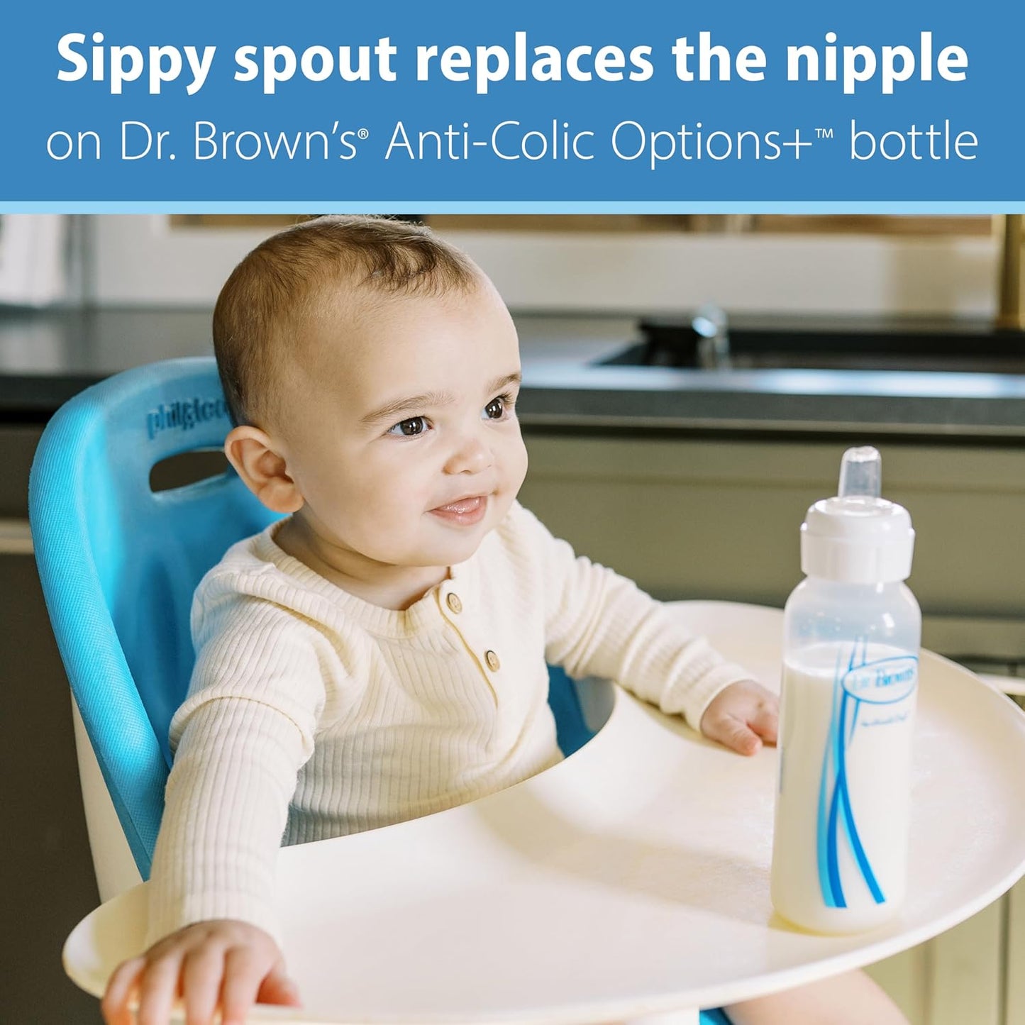Dr. Brown’s Milestones Options+ Sippy Spouts, 2-Pack Narrow, Soft 100% Silicone Baby Bottle Sippy Spout, 6m+