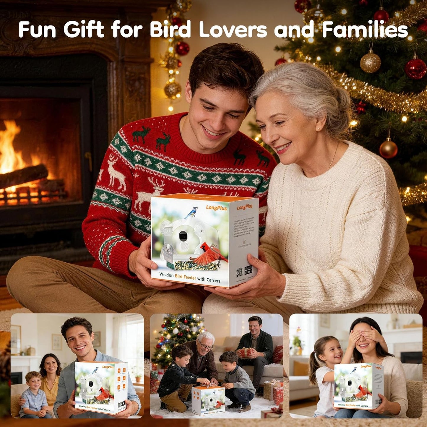 Window Bird Feeder with Camera, Window BirdFeeders with Strong Suction Cups, Birdhouse AI Bird Identifier & 2K HD Auto-Capture, Video Unique for Parents, Birding Lovers