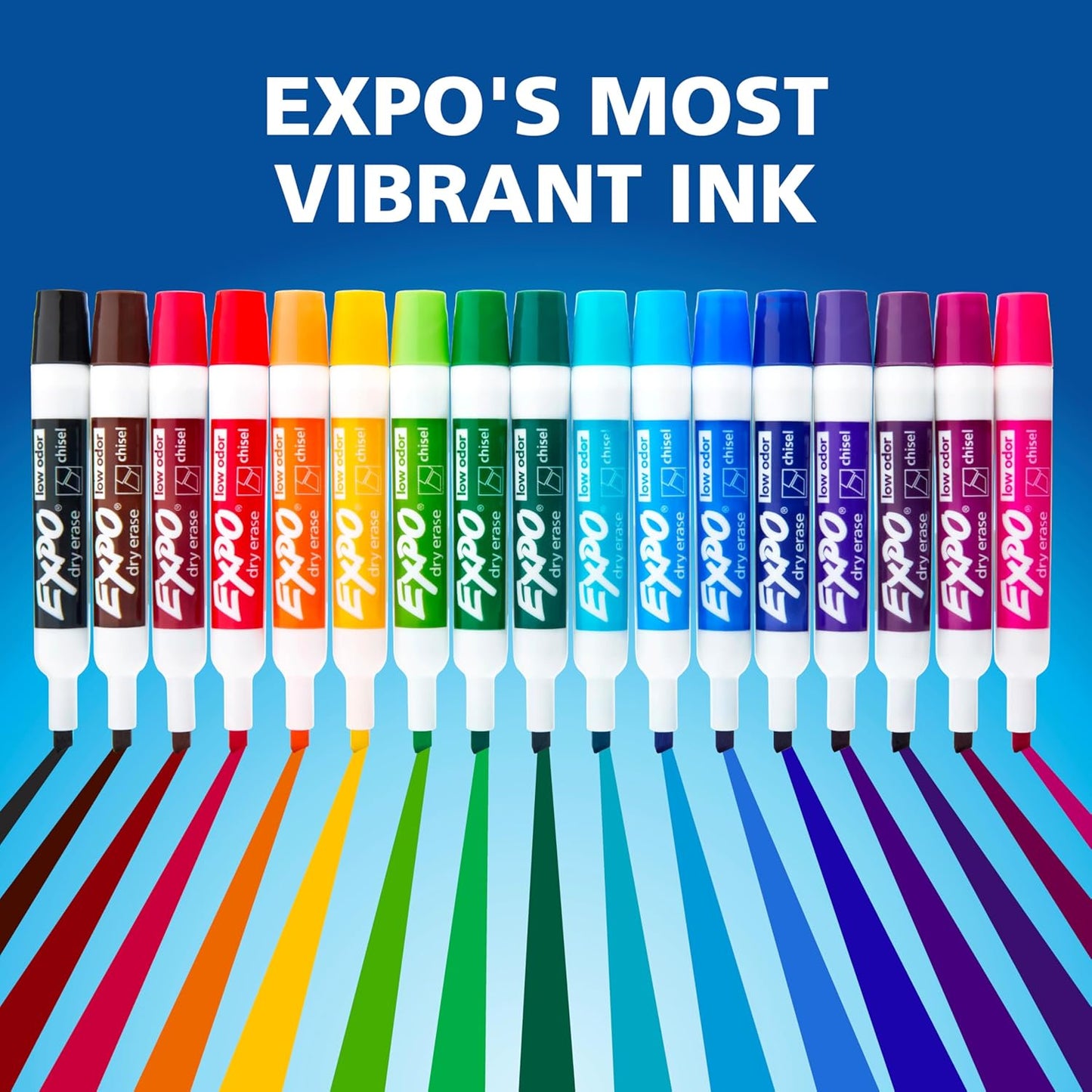EXPO Dry Erase Markers, Low Odor Ink, Assorted Colors, Chisel Tip, 8 C