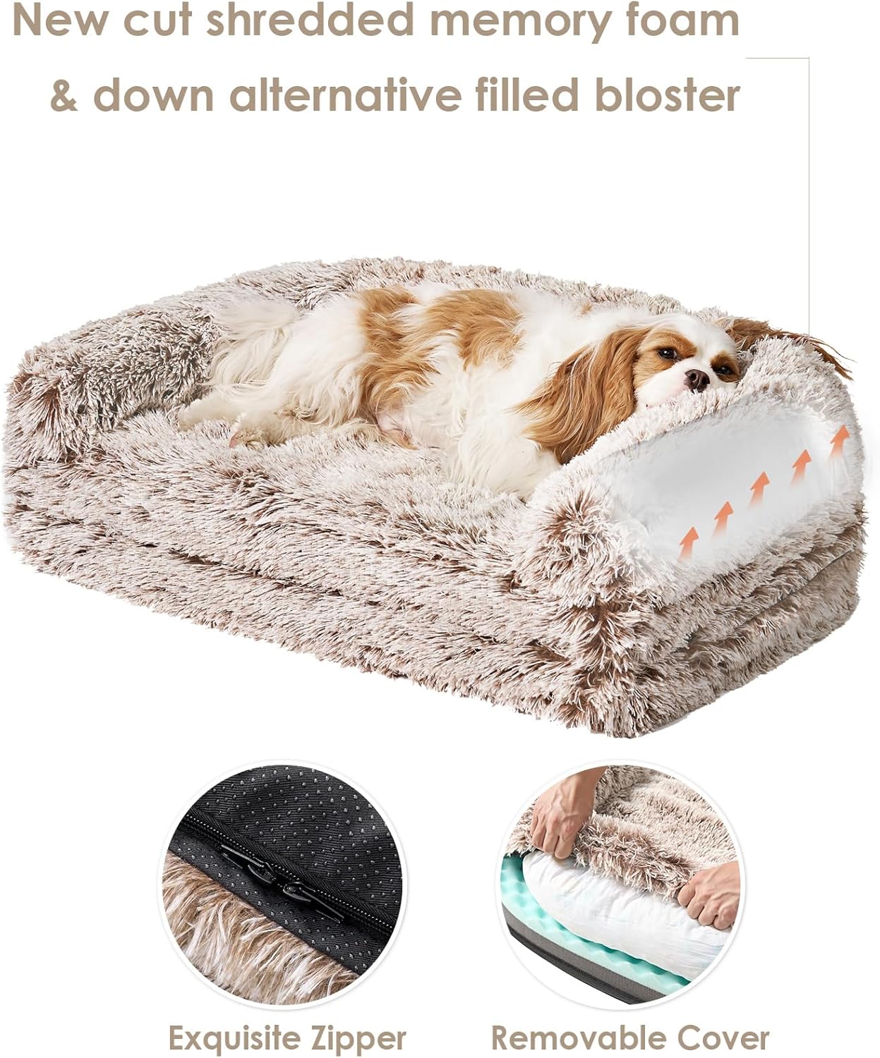 EHEYCIGA Foldable XXL Dog Bed for Large Sized Dog, 54"x38"x7.5" Faux F