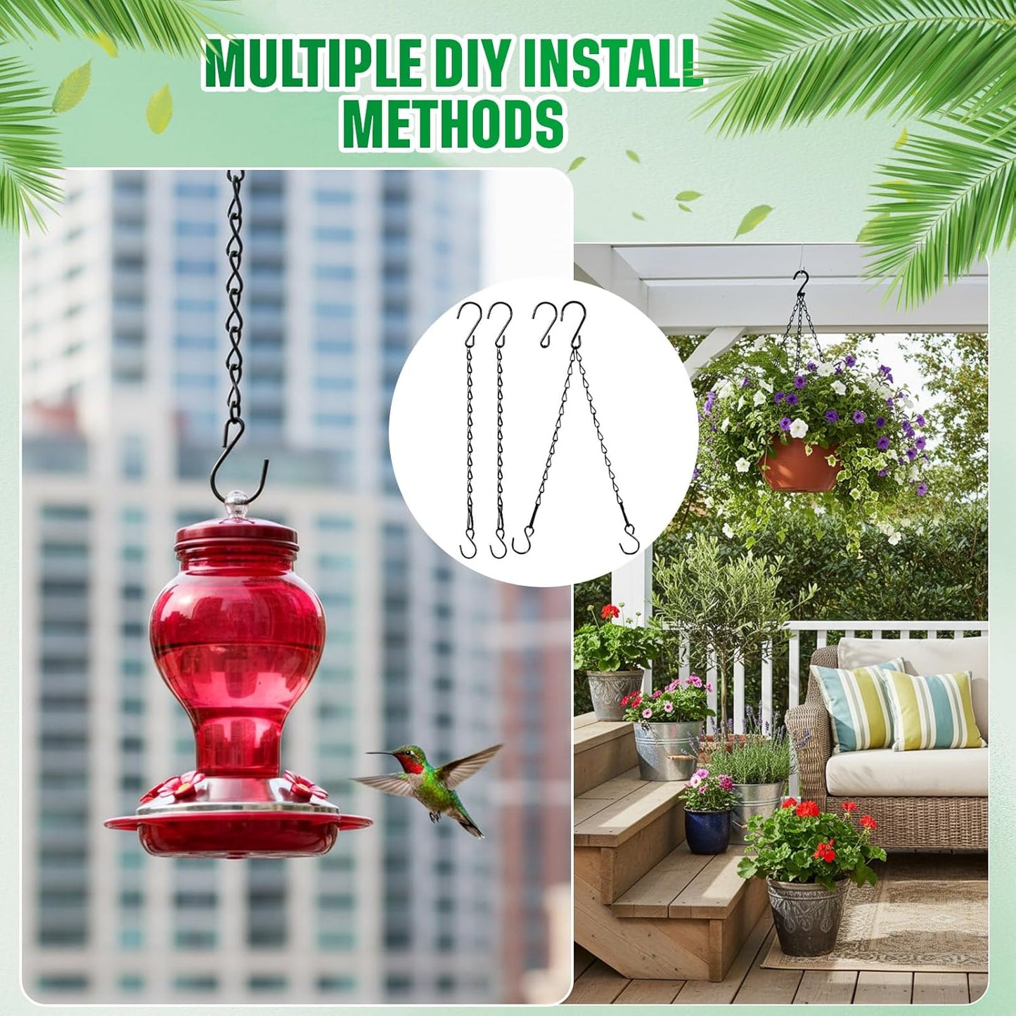 EBOOT 2 Pcs Hanging Chain for Bird Feeders, Planters, Lanterns and Ornaments (35 Inch,Black)