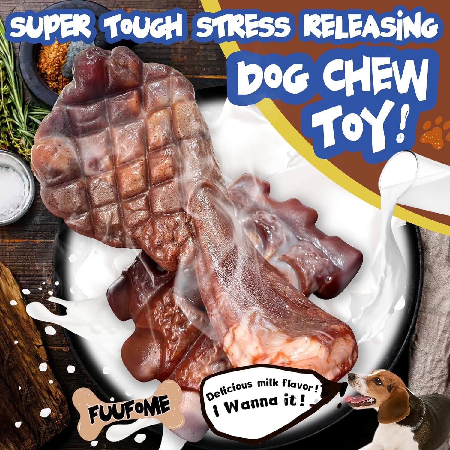 Dog Chew Toys for Aggressive Chewers：2 Pack Indestructible Dog Toy for