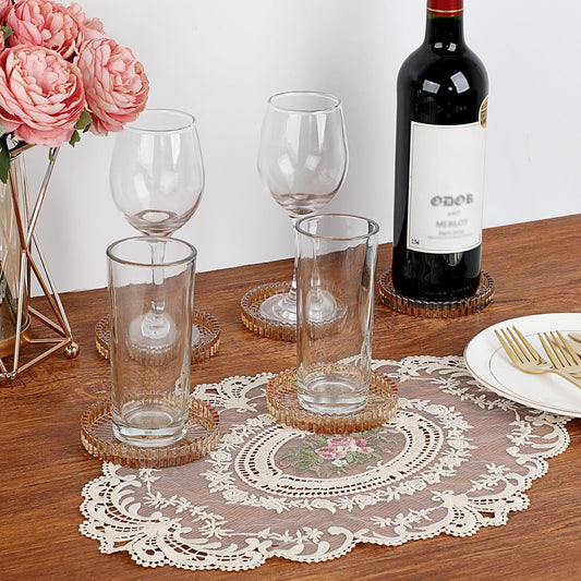 Modern Clear Coaster Set of 5- Glass Coasters for Drinks Crystal Coast