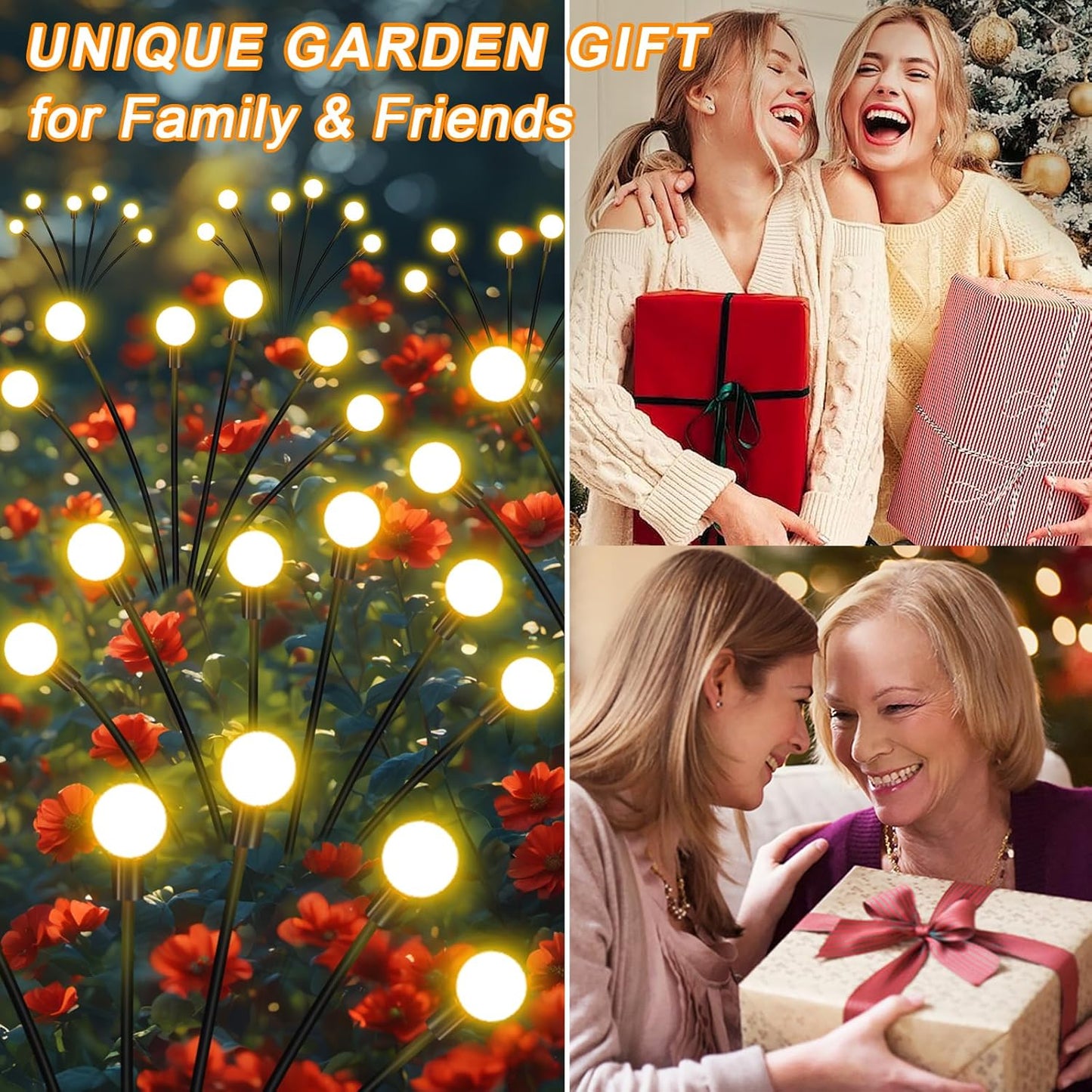 Solar Garden Lights Outdoor, 4 Pack Firefly Swaying Lights, Waterproof