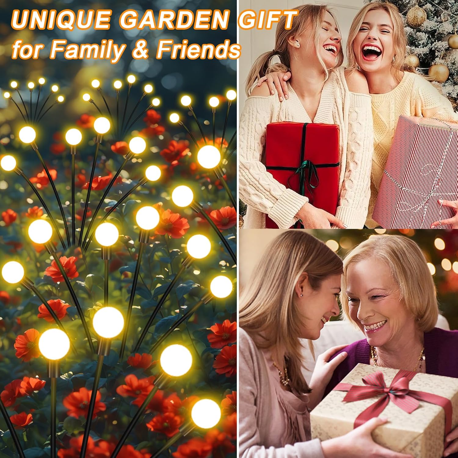 Solar Garden Lights Outdoor, 4 Pack Firefly Swaying Lights, Waterproof