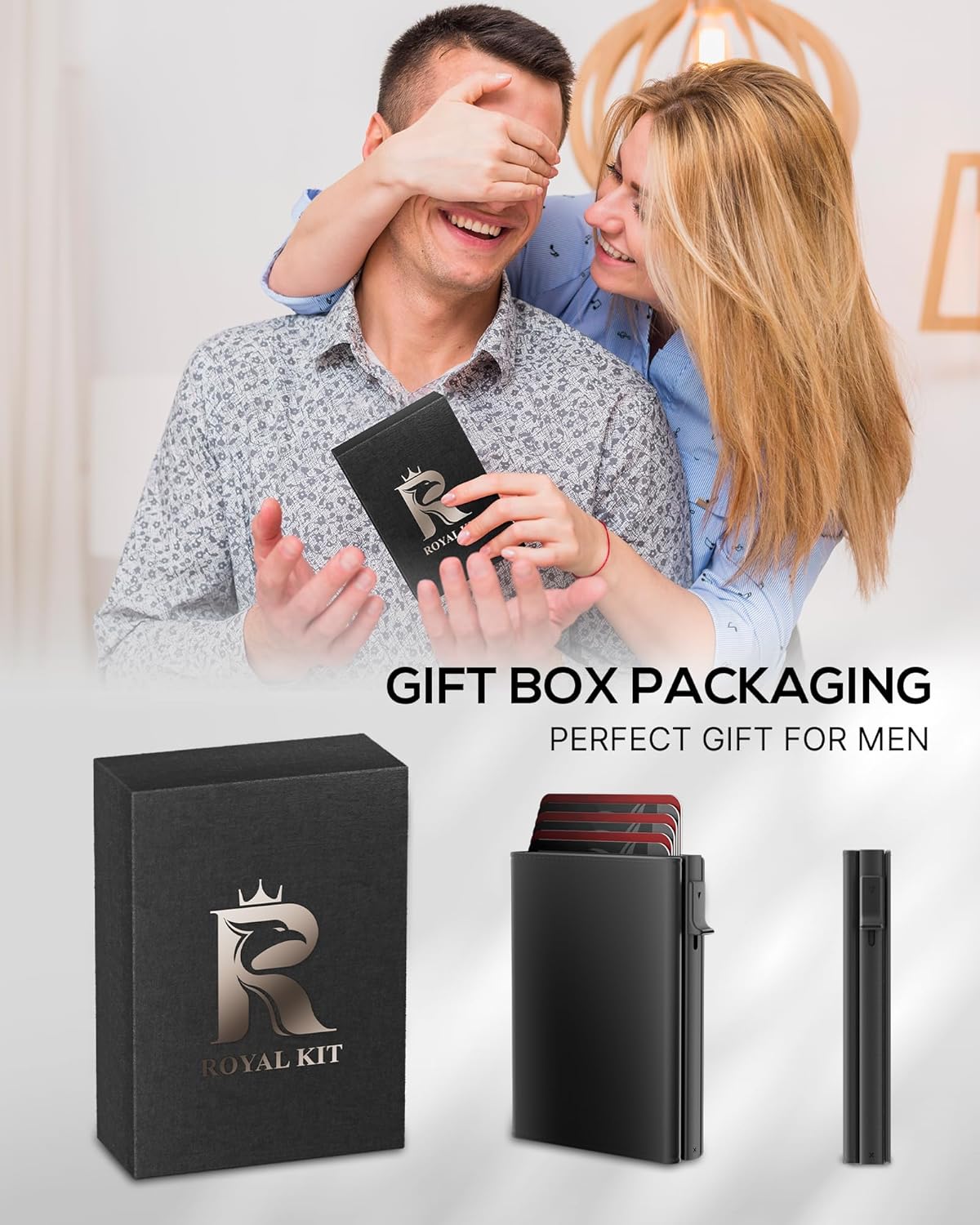 Mens Wallet Card Holder - Smart Wallet for Men, Pop Up Card Case, Top 