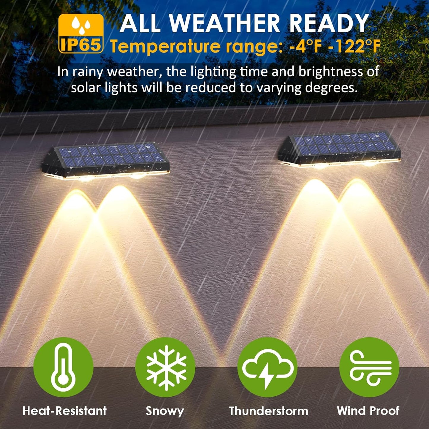 Solar Fence Lights Outdoor - 2700/4000/6000K 3 Mode, 8 Pack Solar Fenc