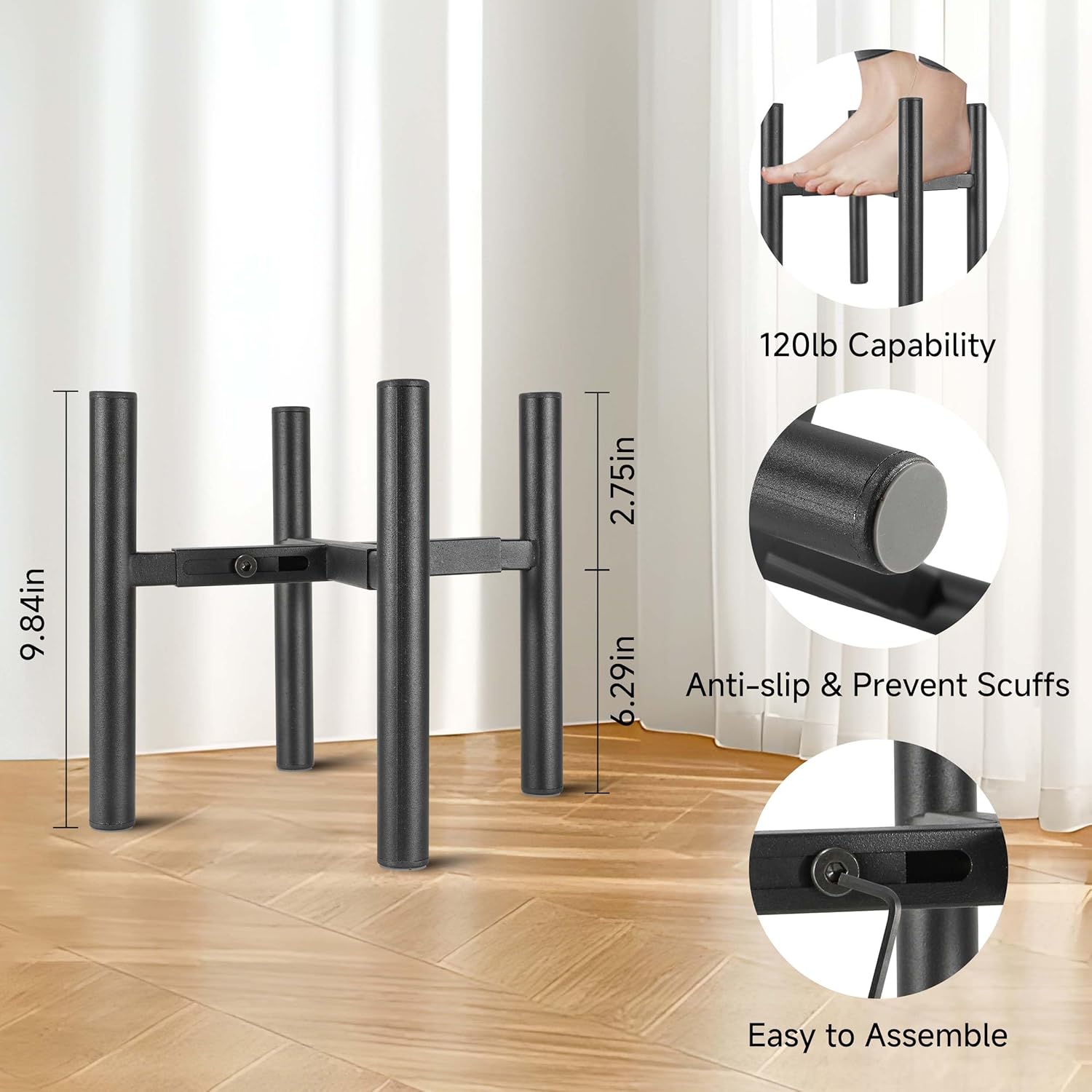 2PCS Adjustable Metal Plant Stand Black, Fits 8-13 Inch Heavy Duty Flo