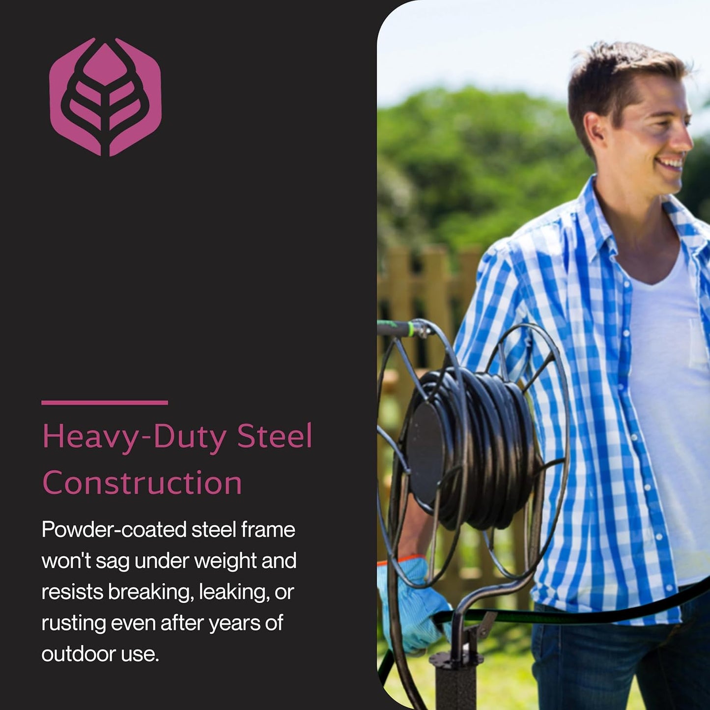 Yard Butler Free Standing Swivel Hose Reel - Water Hose Caddy For Yard or Garden - Outdoor Garden Hose Accessories, Water Hose Reel Rotate 360 Degree, Freestanding Metal Outdoor Water Pipe Stand