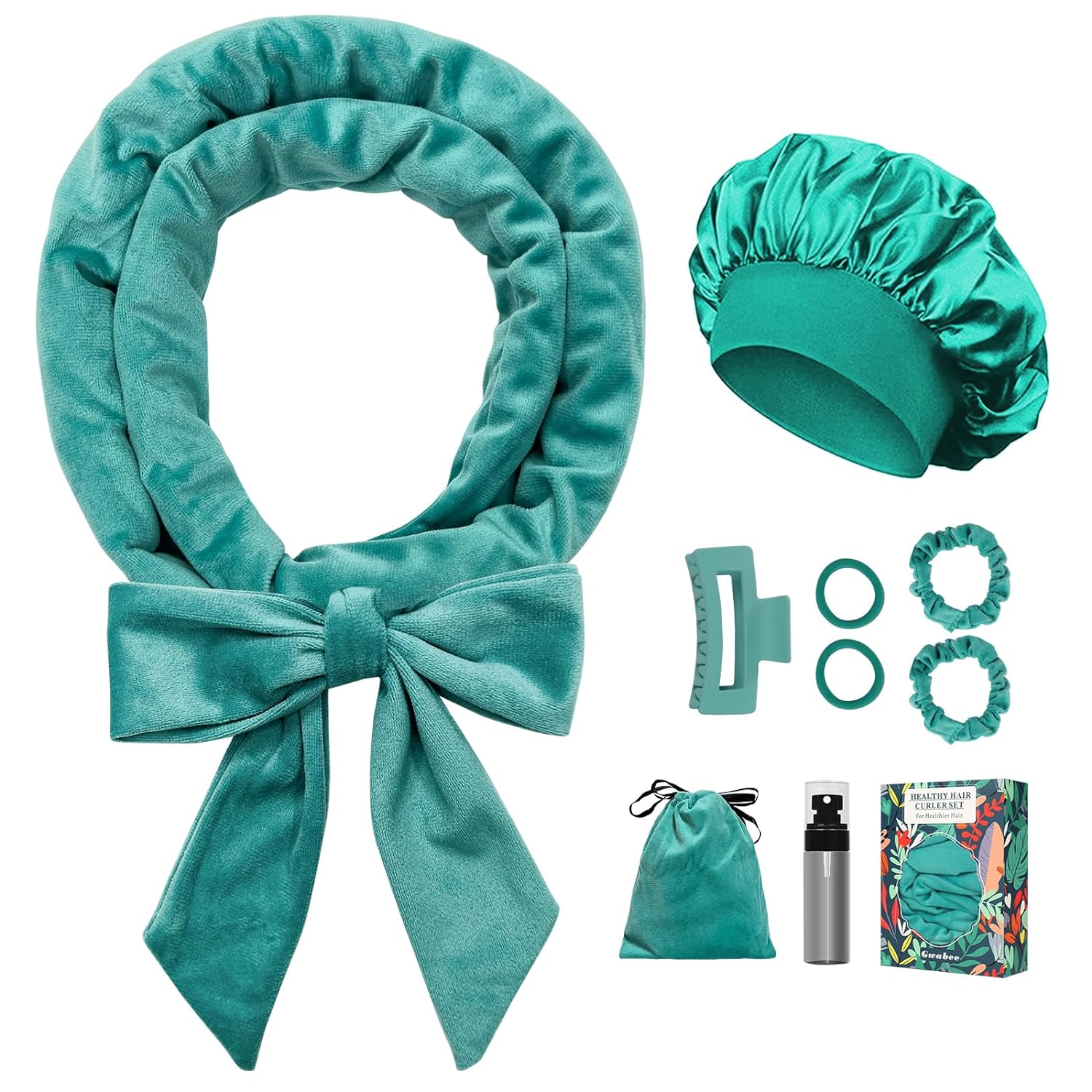 No Heat Overnight Curl Headband, 70" Soft Ribbon Wrap for Long Hair, 9
