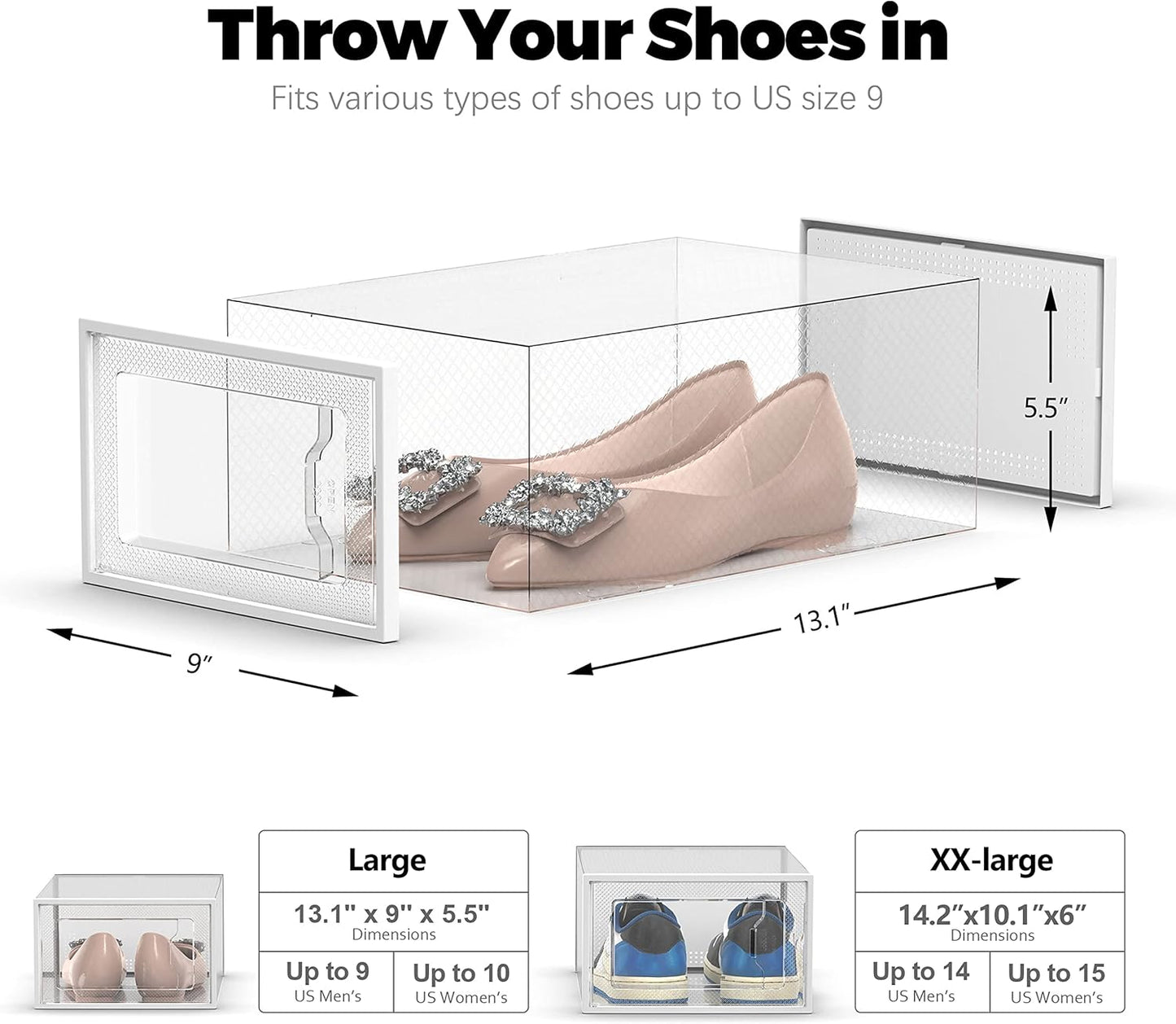 SEE SPRING 12 Pack Shoe Storage Box, Clear Plastic Stackable Shoe Orga