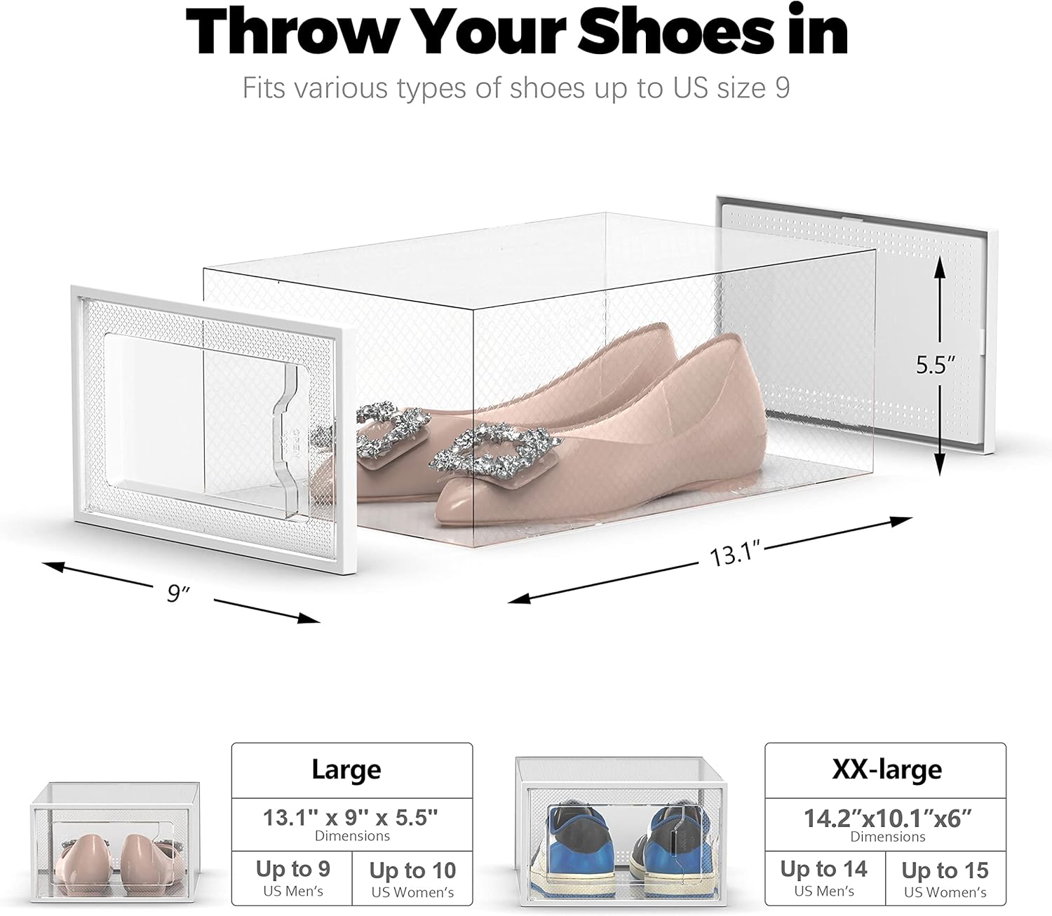 SEE SPRING 12 Pack Shoe Storage Box, Clear Plastic Stackable Shoe Orga