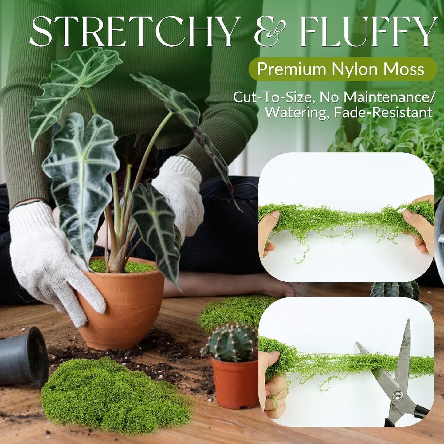 5.3OZ Artificial Faux Moss Fake Green Moss for Crafts Plants Indoor Fairy Garden DIY Decorative Walls Glass Containers Model Making Home (Light Green)