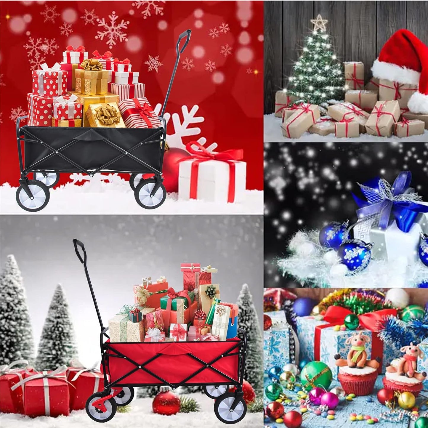 Folding Wagon Cart Collapsible Outdoor Utility Wagon with All Terrain 