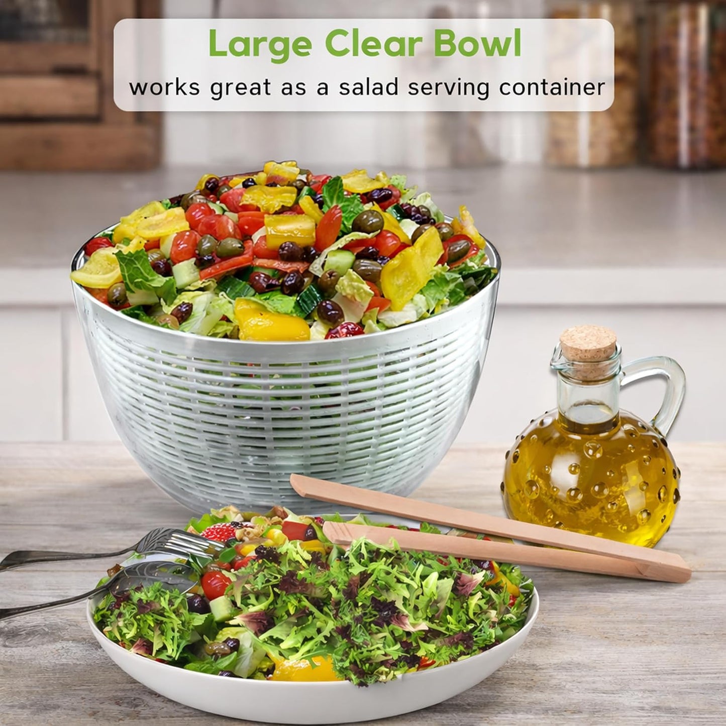 Brieftons 6.2-Quart Large Salad Spinner: Vegetable Washer Dryer Draine