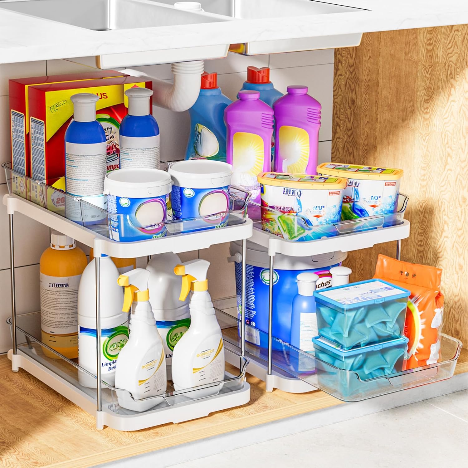 Delamu 2-Tier Multi-Purpose Bathroom Under Sink Organizers and Storage