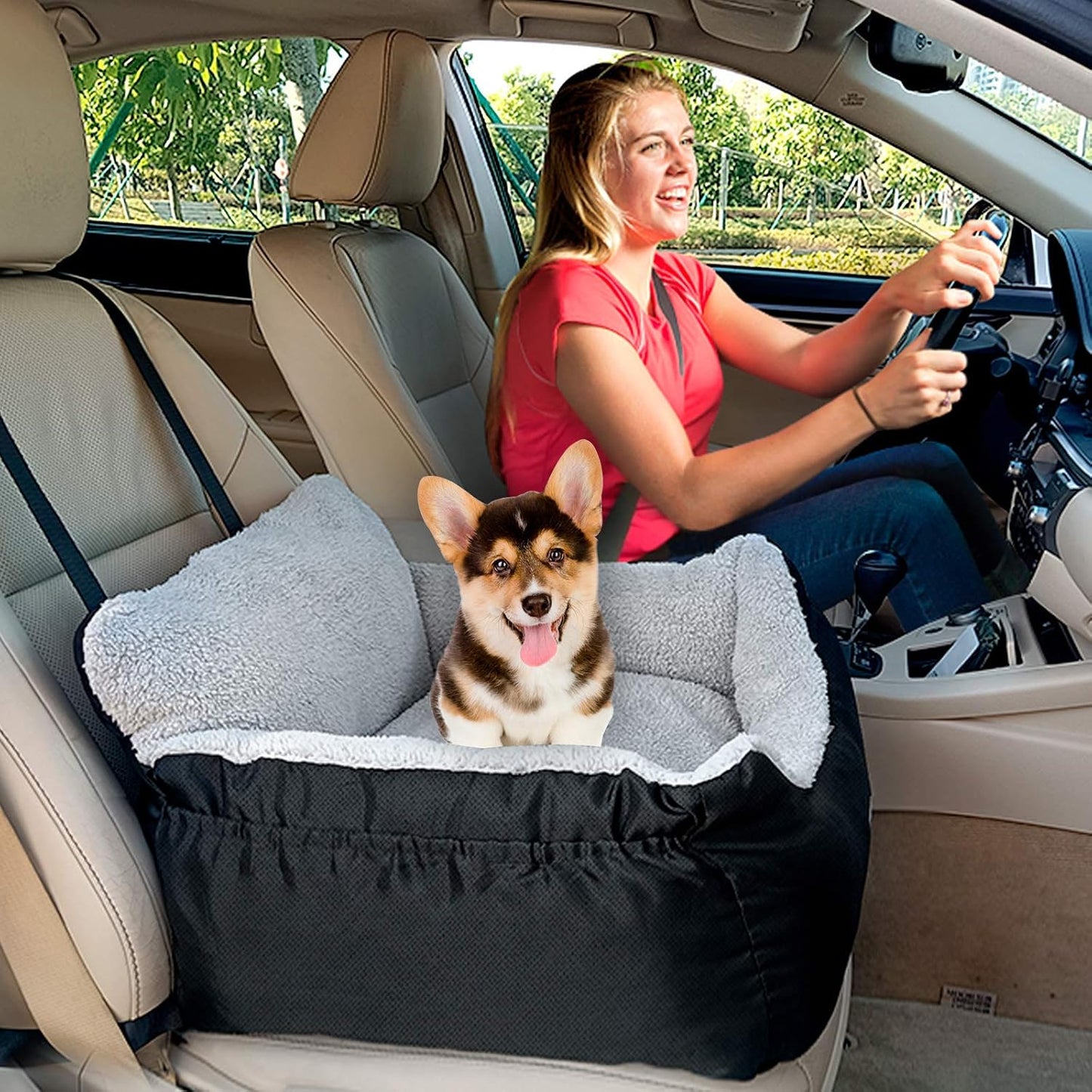BurgeonNest Dog Car Seat for Small Dogs, Soft Pet Car Travel Home Bed 