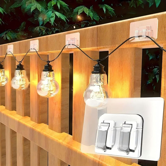 50 Packs Outdoor String Light Hooks, Damage-Free Adhesive Hanging Clip