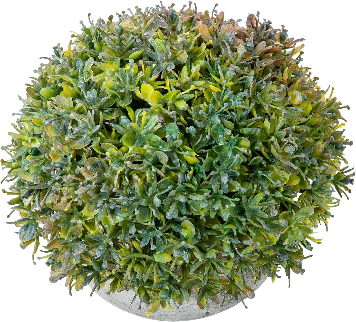 MyGift 5-Inch Artificial Topiary Ball Plant with Round Natural Paper Planter Pot – Small Faux Greenery Home and Office Desk Decoration