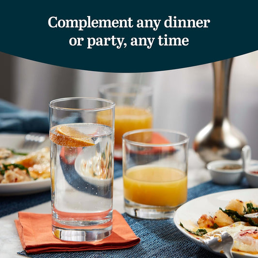 Libbey Province Tumbler and Rocks Glass Set, Elegant Drinkware Glasses