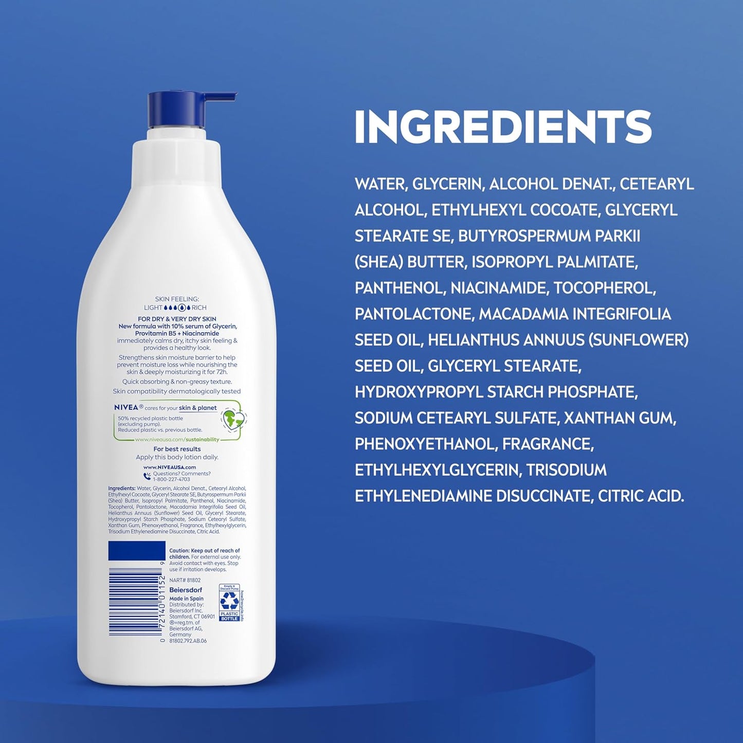 NIVEA Intense Healing Body Lotion for Very Dry, Itchy Skin with Glycer